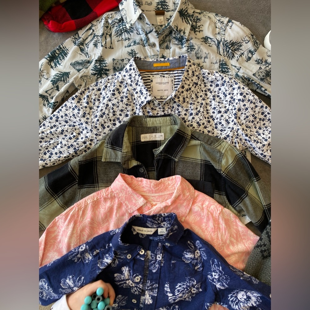 Boys collared shirts. 5T - 10. Various brands like Zara, Cat & Jack & Tea.